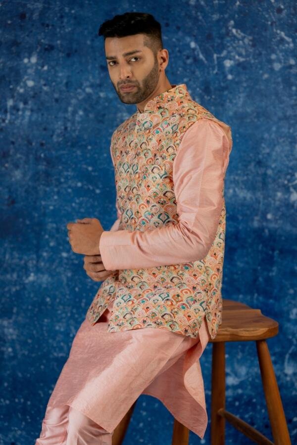 Salmon Chanderi Bundi Set