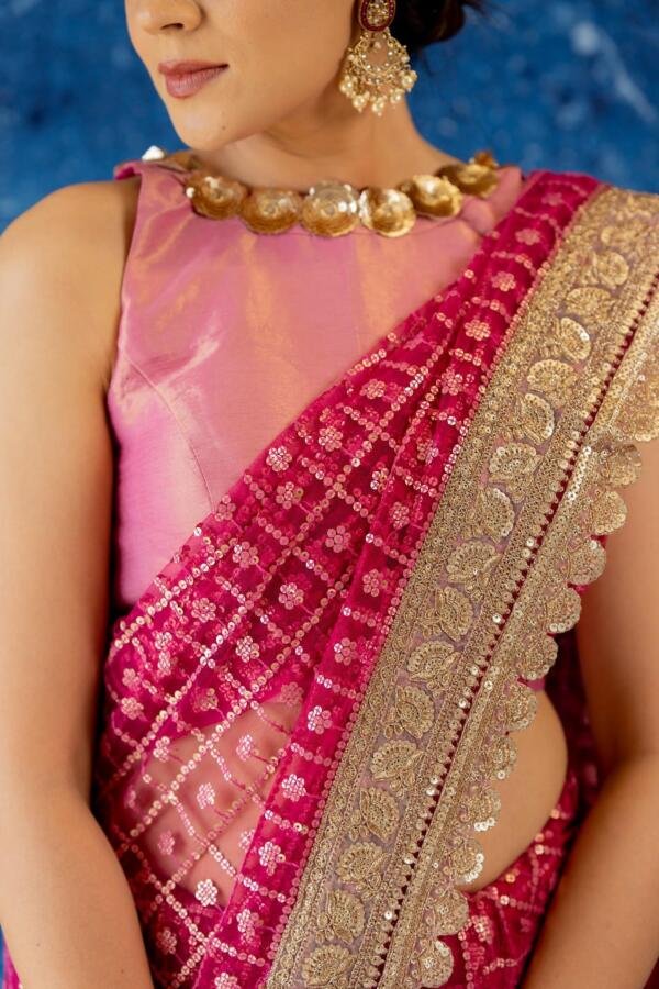 Rani Pink Saree - Image 4
