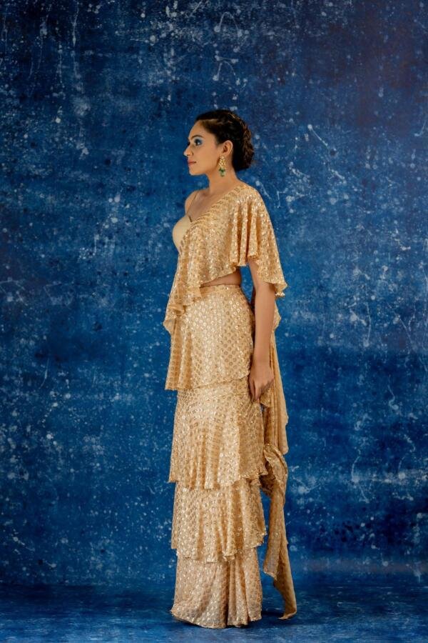 Sequiced 3 layered saree gown - Image 3