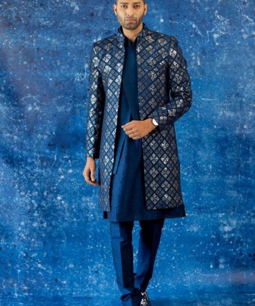 Midnight blue indiwestern 4 piece set