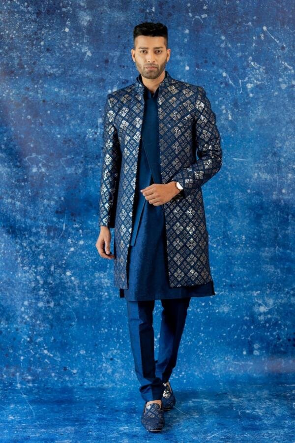 Midnight blue indiwestern 4 piece set