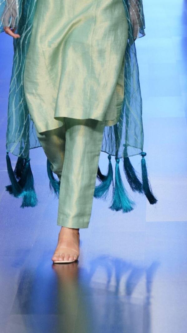 Teal Organza Jacket set - Image 3