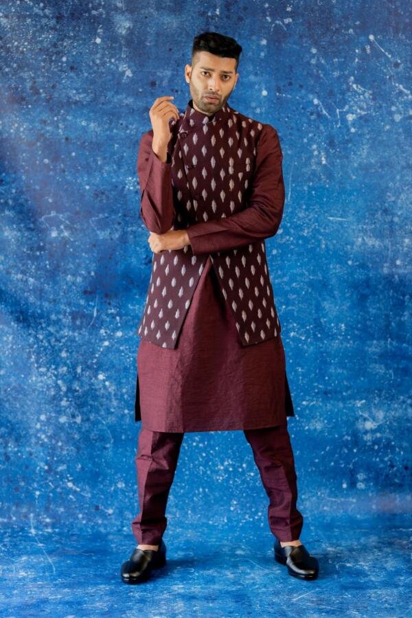 Burgandy Ikat bundi Set