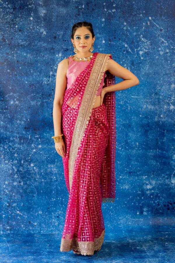 Rani Pink Saree - Image 2