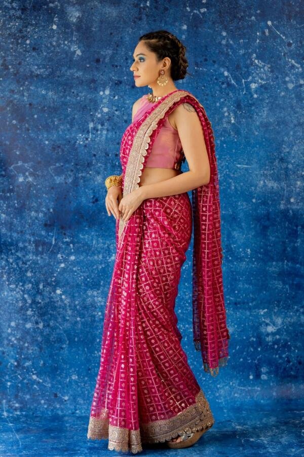 Rani Pink Saree - Image 3