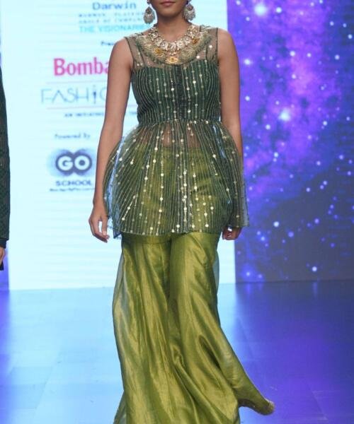 Green koti & Sharara set