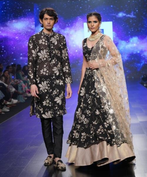 The Floral Threadwork Mens kurat pant set