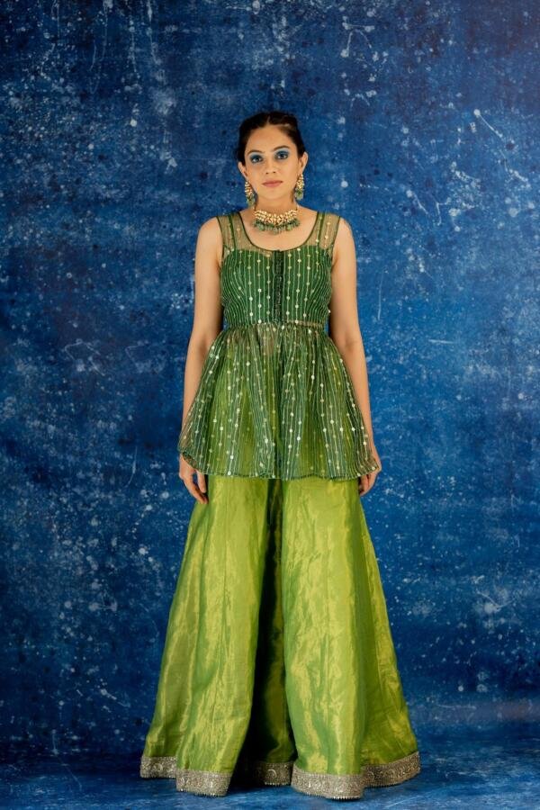 Green koti & Sharara set - Image 4