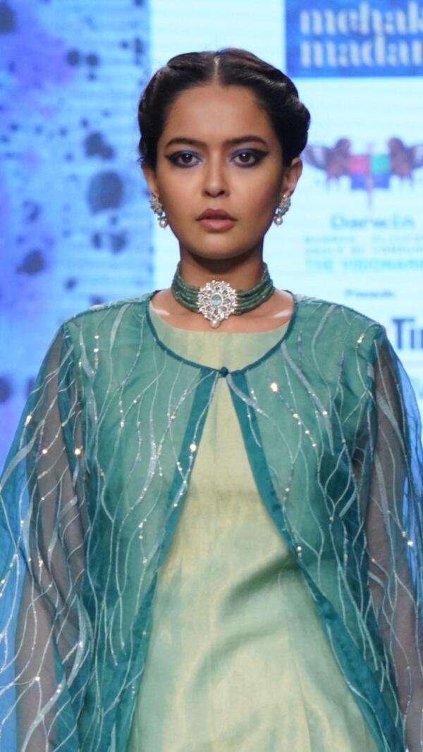 Teal Organza Jacket set - Image 4