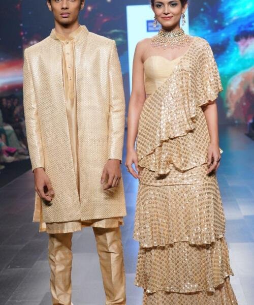 Sequiced 3 layered saree gown
