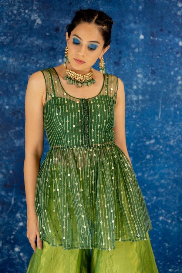 Green koti & Sharara set - Image 2