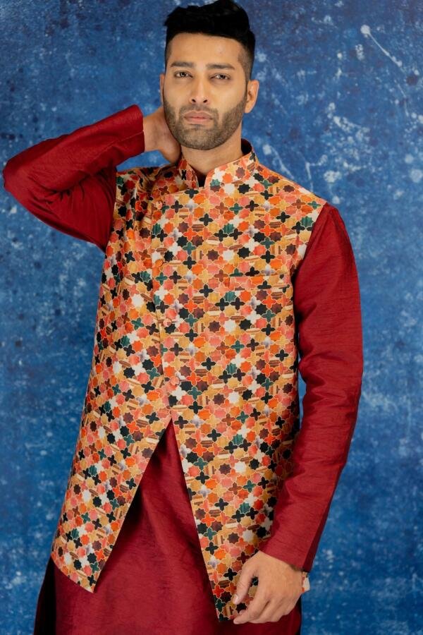 Mossaic Bundi Kurta pant set - Image 3