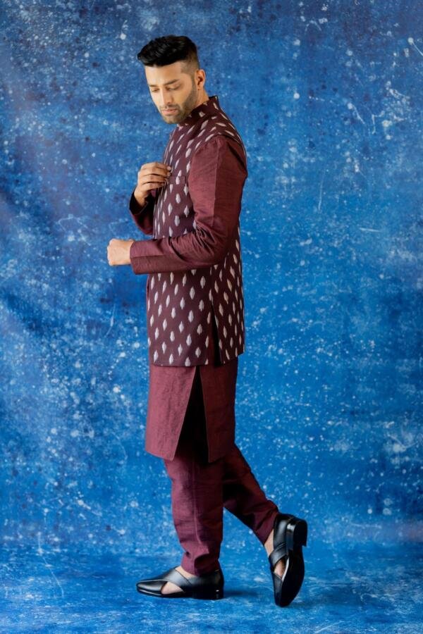 Burgandy Ikat bundi Set - Image 3