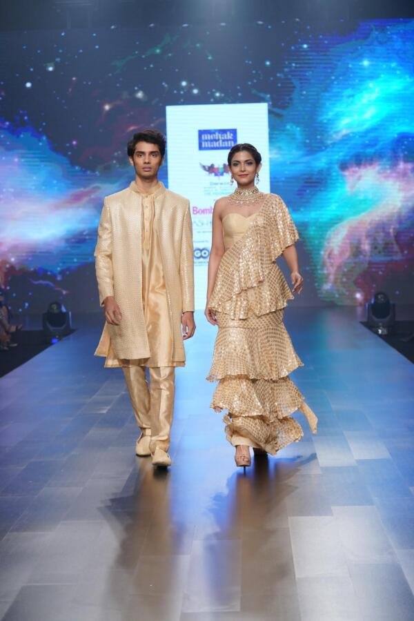 Gold Sequi sence sheet Sherwani