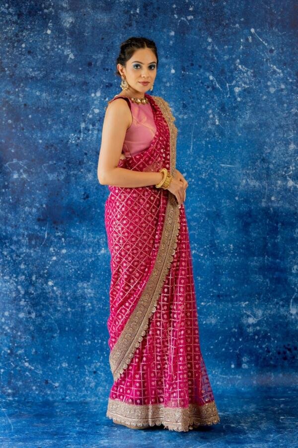 Rani Pink Saree - Image 5