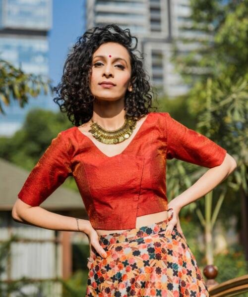 Burnt Organde lehenga Set