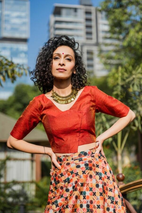 Burnt Organde lehenga Set