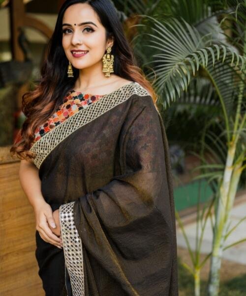 Black Chanderi Saree