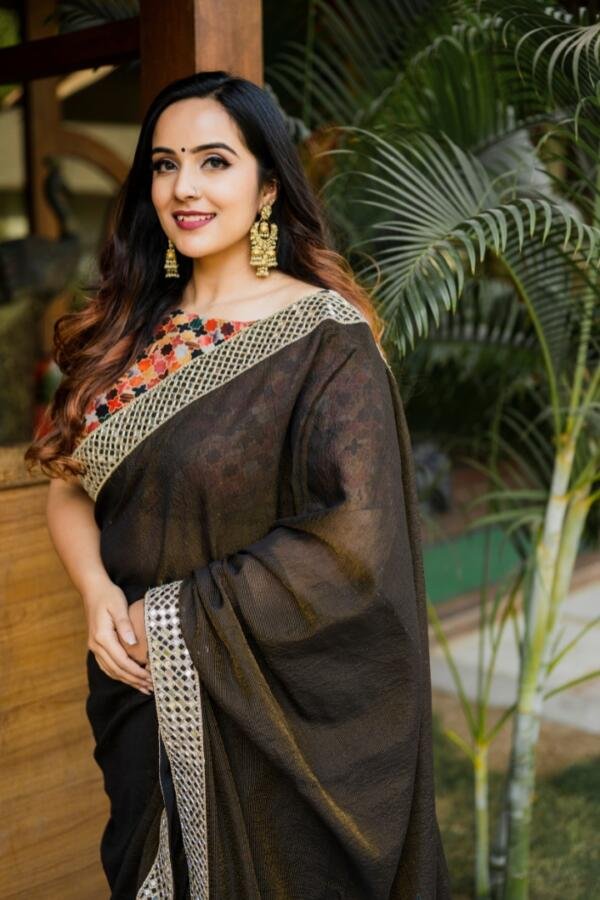 Black Chanderi Saree