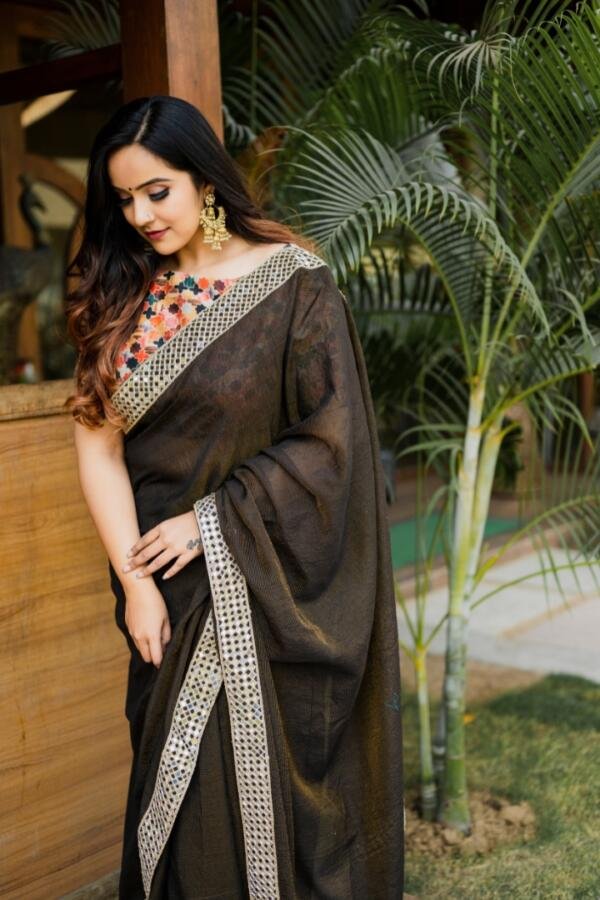 Black Chanderi Saree - Image 2