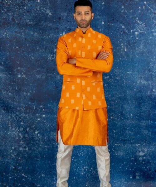 Marie Gold Yellow Double ikat bundi set