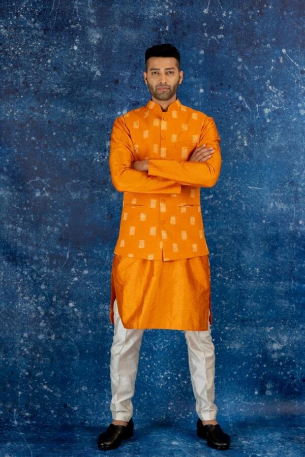 Marie Gold Yellow Double ikat bundi set