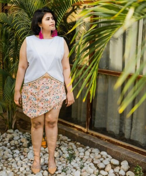 scallop skort with overlay crop top