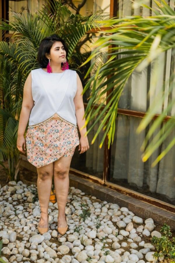 scallop skort with overlay crop top