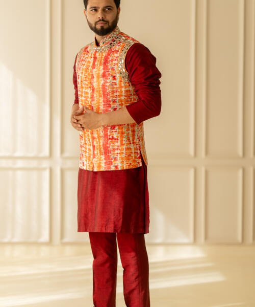 Crimson Kurta Bundi Set