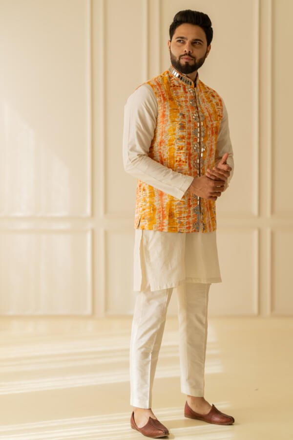 Saffron Kurta Bundi Set - Image 3