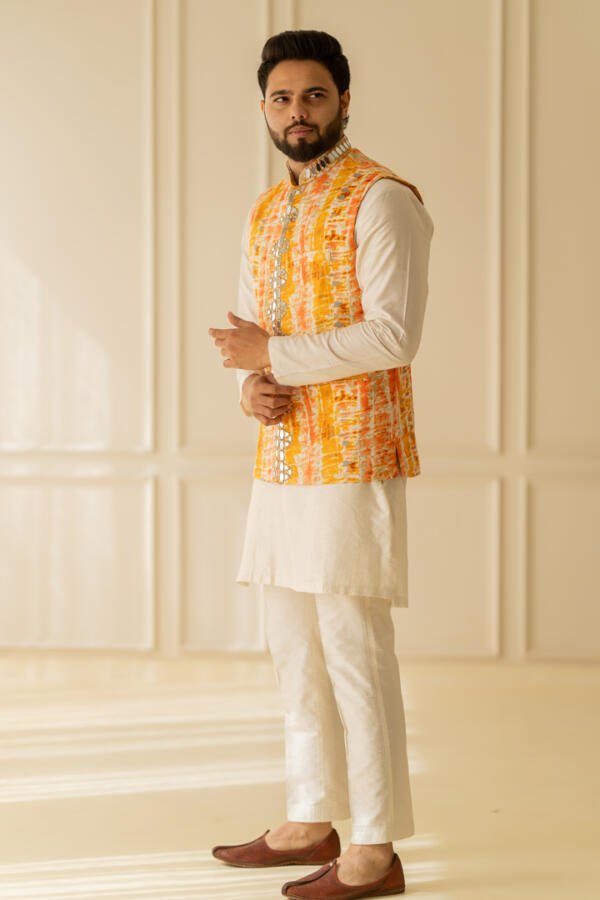 Saffron Kurta Bundi Set - Image 6