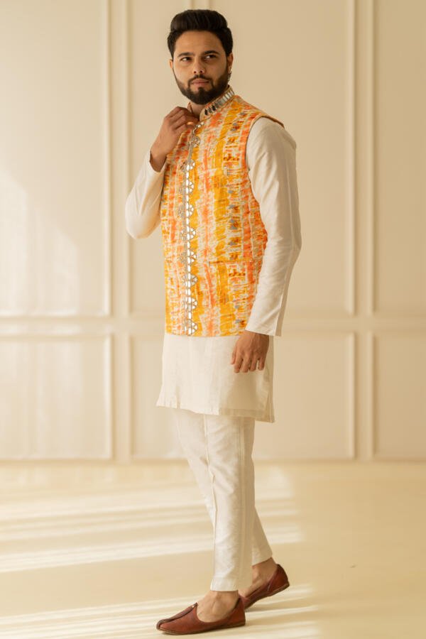 Saffron Kurta Bundi Set - Image 5