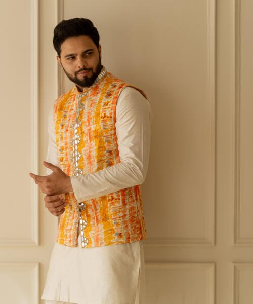 Saffron Kurta Bundi Set