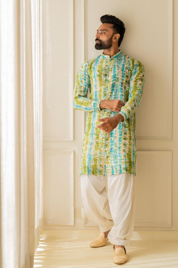 Ocean Hued Kurta With Patiala - Image 4