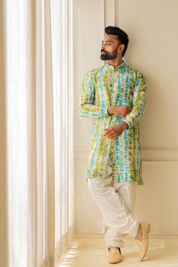 Ocean Hued Kurta With Patiala - Image 7
