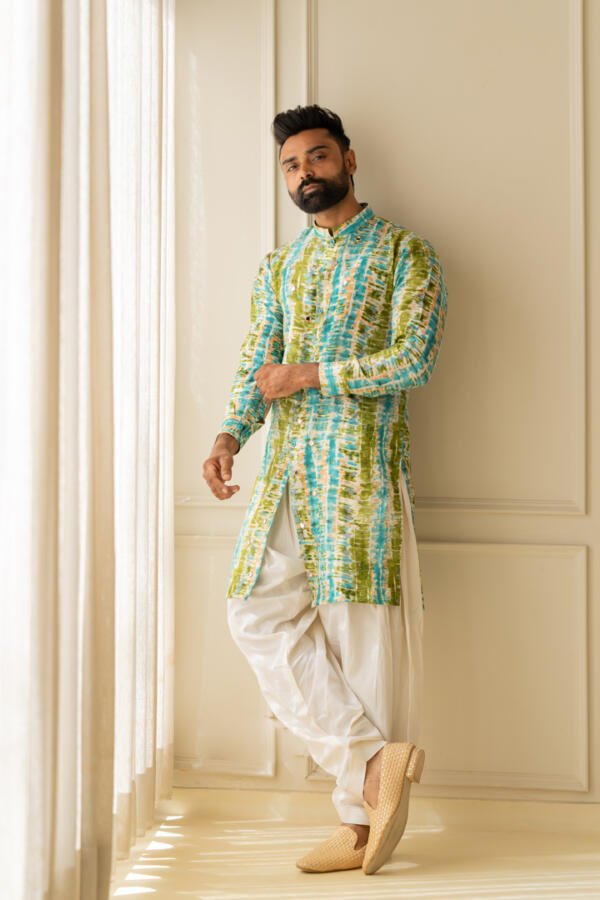 Ocean Hued Kurta With Patiala - Image 2