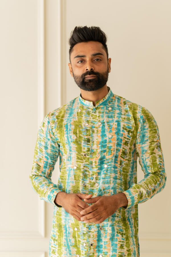 Ocean Hued Kurta With Patiala - Image 5