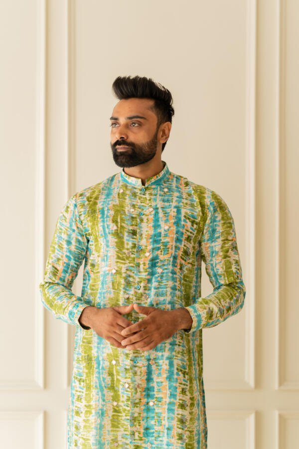 Ocean Hued Kurta With Patiala - Image 6