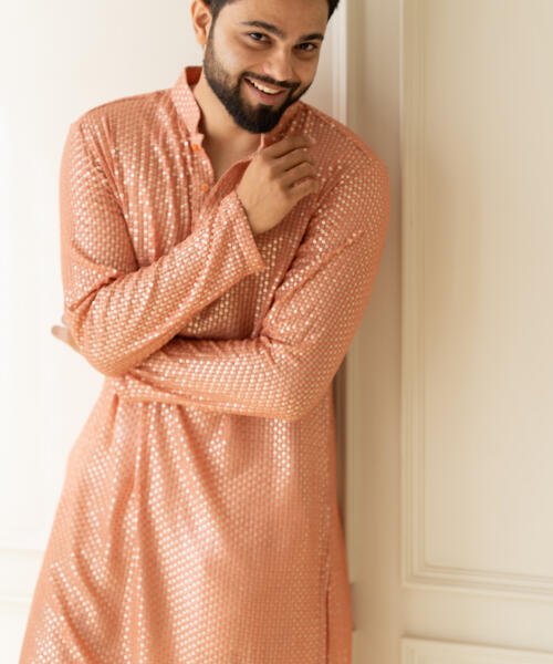 Peach Kurta With Pants