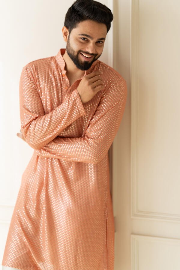Peach Kurta With Pants