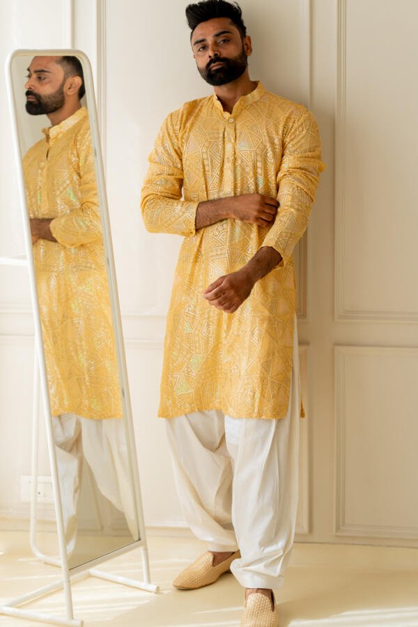 Haldi Kurta With Pants - Image 2