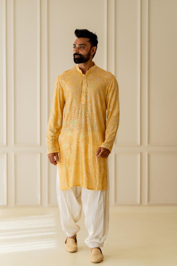 Haldi Kurta With Pants - Image 5