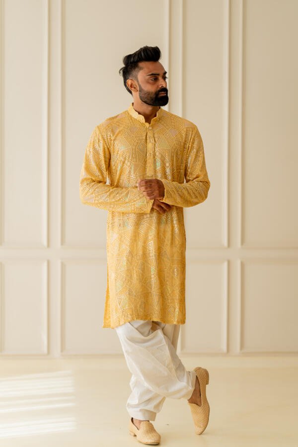 Haldi Kurta With Pants - Image 6