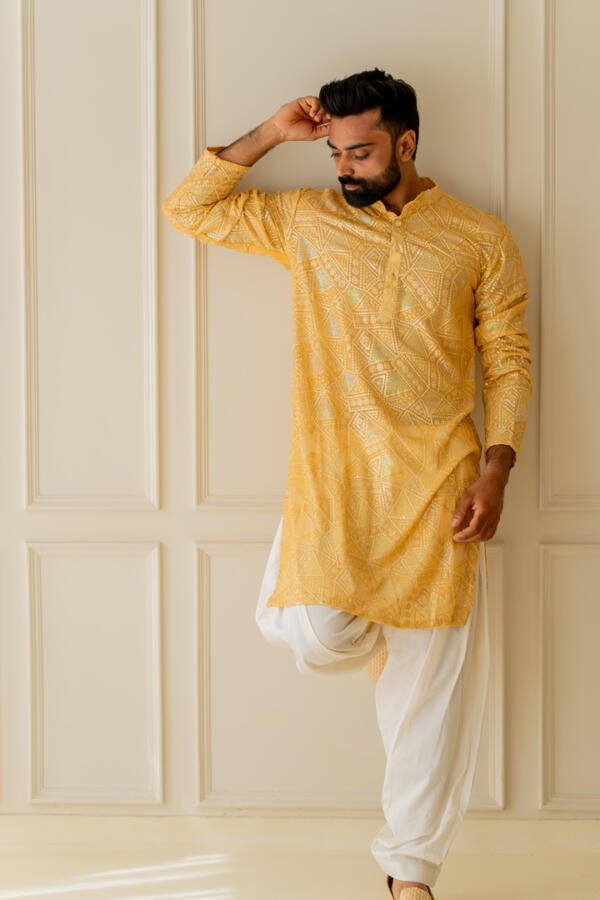 Haldi Kurta With Pants - Image 8
