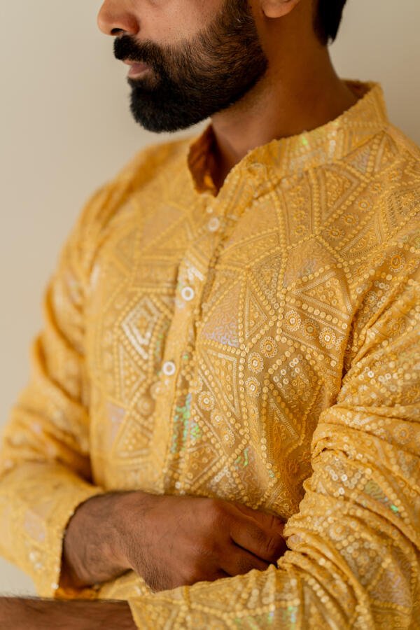 Haldi Kurta With Pants - Image 9
