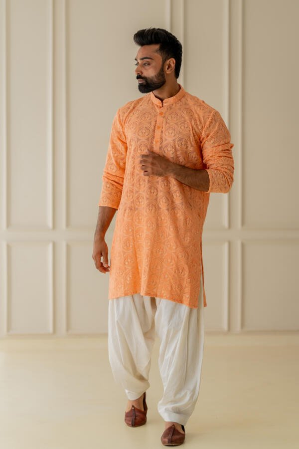 Coral Kurta With Patiala - Image 4