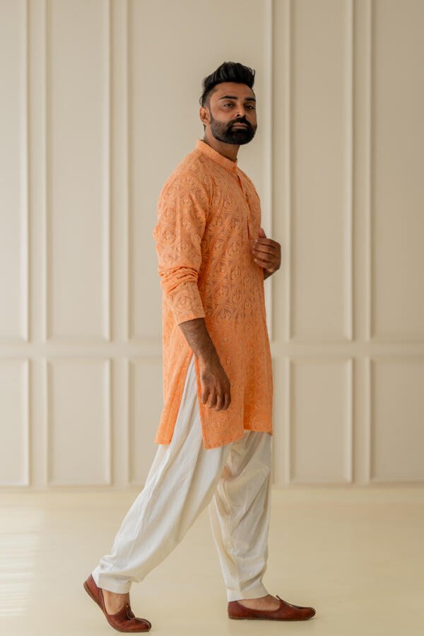 Coral Kurta With Patiala - Image 5