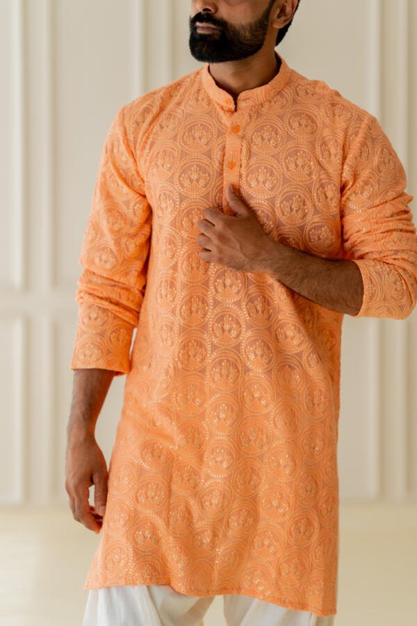 Coral Kurta With Patiala - Image 9