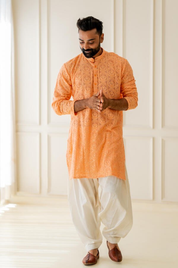 Coral Kurta With Patiala - Image 10