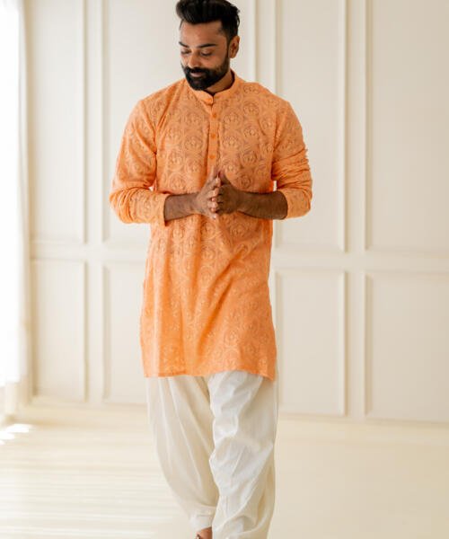 Coral Kurta With Patiala